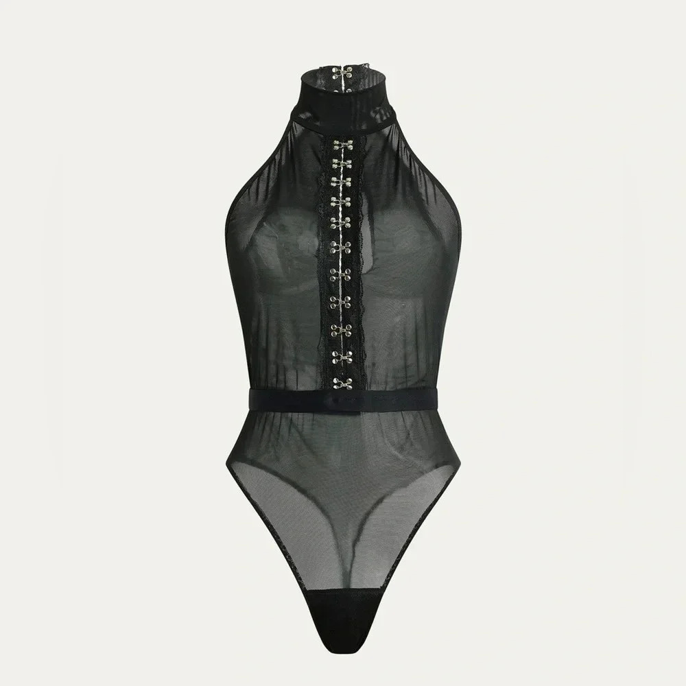 NWT Hanky Panky x Prabal Gurung Hook-&-Eye Halter Bodysuit M